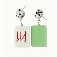 Boucles d'oreilles pendantes en acrylique style Mahjong chinois, motif personnalisé, design créatif, en forme de dés, pour femmes