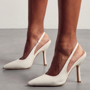 Lady's Daily Shoes Work <b>Pumps</b> Back Strap Solid Pointy Toe Shoes Summer Spring Dress Shoes Thin High Heels Size 43 - Product Image 3