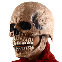 Masque intégral en latex vintage Crâne Clown avec mâchoire mobile, couverture squelette réaliste, accessoire pour Halloween, cosplay, maison hantée, fête costumée