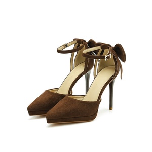 Elegantes Sandalias de Tacón Alto con Punta en Pico y Lazo Calado para <span class=keywords><strong>Mujer</strong></span>, Nuevas Sandalias de Plataforma Impermeables con Tacón Delgado y Punta en Pico, Moda 2024 - Product Image 5