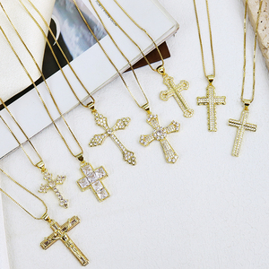 Nueva Selección de regalo de fiesta de vacaciones, collar de Cruz de Zirconia chapado en oro de 18 quilates, joyería religiosa exquisita - Product Image 1