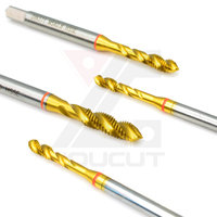 Set Tap Spiral Flute HSSE M2*0.40-M10*1.50 Berlapis TiN, Alat Pembuat Ulir Standar DIN untuk Pembubutan Lubang Buta pada Baja Tahan Karat