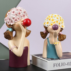 Décoration de la maison ange thème solide figurine ornementsStyle européen fleurs bulle fille ornements décoration de la maison résine artisanat - Product Image 1