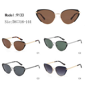Gafas de sol tipo ojo de gato, montura metálica completa, lentes verdes, protección UV400, protección solar para mujeres adultas - Product Image 3