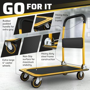 150KGS Boutique Type Factory Custom Platform Hand Truck <strong>Folding</strong> <strong>Carts</strong> for Warehouse Trolley - Product Image 3