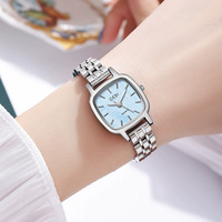 Montre rectangulaire dorée pour femme, boîtier long, bracelet en acier inoxydable, montre-bracelet élégante à quartz