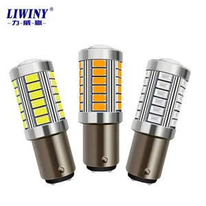 Liwiny 1156 bau15s py21w 7507 lâmpadas de led para carros, seta, luz âmbar, laranja, branco, vermelho e azul, 5630 33smd