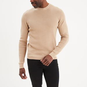 Suéter de Cuello Redondo de Doble Punto para Hombre en Color Taupe, Cálido para Invierno, Reversible, Mezcla de Algodón y Poliamida, Transpirable - Product Image 2