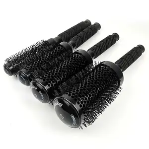 Custom Professional Salon Round Heat Thermal Style Hair Brush Aluminum Nylon Bristle Salon Ceramic Ionic Hair Drying Brush
