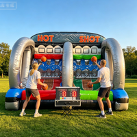 Jeu de tir au basket gonflable 2-en-1 avec système IPS, jeu sportif interactif gonflable d'extérieur pour événements festifs et location