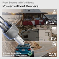 Adaptateur allume-cigare Star Mini pour voiture 12V/24V DC, convertisseur élévateur 24V, double ports USB, trois-en-un 60W sans redémarrage