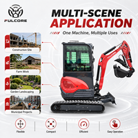 Mini-excavatrice FULCORE à expédition rapide avec cabine climatisée/chauffée en option, vérin de flèche amorti, idéale pour les travaux de jardinage et d'orchard