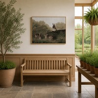 SEQIAO Tableau sur toile imprimé avec cadre en bois vert vintage, motif lapins, décoration d'intérieur chinoise pour chambre, salle à manger, salle de bain, art mural