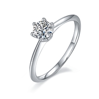 Bague de femme en or, anneau respirant de haute qualité, en argent Sterling momanite véritable 0.5/1/1.5/2/3/4/5 carats, bijoux cadeau