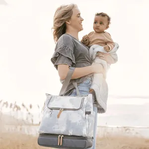 Kişiselleştirilmiş seyahat kadın sırt çantası çok fonksiyonlu deri bebek bezi çantası sırt çantası