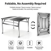 Table pliante en acier inoxydable, table de travail pliable pour cuisine commerciale, préparation alimentaire et service de restauration