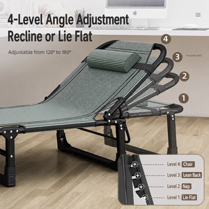 Langlebiges Einzelklappbett Verstellbares Liegebett mit Modernem Minimalistischem Design Tragbares Nickerchenbett für Büro Zuhause Camping - Product Image 5