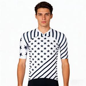 Maillot de cyclisme à manches courtes, coupe-vent, respirant, à séchage rapide, avec motif étoiles et rayures, élégant, pour cycliste - Product Image 6