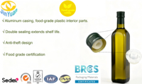 Échantillon Gratuit - Bouchon en Aluminium ROPP Noir 31,5*24mm avec Bec Verseur en Plastique pour Bouteille d'Huile d'Olive - Fermetures de Qualité Alimentaire pour Huile de Cuisson