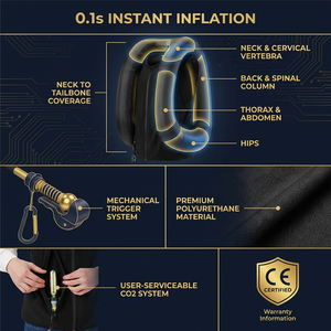 Gilet airbag gonflable professionnel de sécurité certifié CE pour la <span class=keywords><strong>moto</strong></span>, la course et l'équitation - Product Image 2