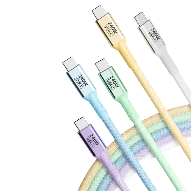 240W USB-C to Type-C Fast Charging Braided Nylon Cable 6.6FT PD 3.1 E-Marker Compatible IPhone// iPad Scanner Car