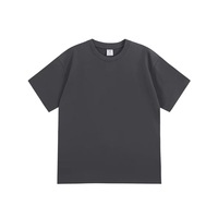 Kaos T-Shirt Musim Panas Unisex 400g Bahan Katun Murni Double Yarn, Kerah O, Lengan Pendek, Model Longgar, Bernapas, Tidak Transparan