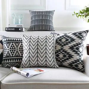 Linen Pillow Case Custom Black and White Abstract Geometric Cushion Cover Sofa Decorative Nordic Throw Pillows for Home Decor