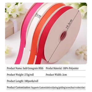 Direct van de fabriek: 2cm effen grosgrain lintrol voor het inpakken van cadeaudozen, bloemboeketten, DIY knutselwerk - Product Image 3