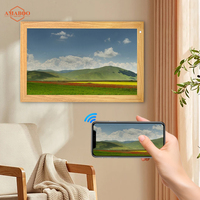 Amaboo 21.5 Inch Bingkai Kayu Smart TV Museum Seni Digital Anti-Silau Matte LCD Bingkai Foto Layar Sentuh Wi-Fi Jam Pemutar Video