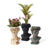 Portrait créatif Sculpture David noir mat Pot de fleurs extérieur intérieur tête Pots de fleurs argile visage planteur Pot de fleur