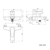 Robinet de bain mural en zinc sans plomb avec mitigeur de douche, construction multi-matériaux de qualité supérieure à prix abordable