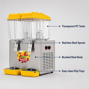 Machine à slush, distributeur de boissons froides, 16L*2, machine à slush à réservoir unique, acier inoxydable 304 pour kiosque - Product Image 2