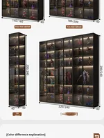 Armoire moderne noire en panneaux de bois pour chambre à coucher, combinaison personnalisée avec vitrine, grande armoire de chambre à coucher avec porte au plafond