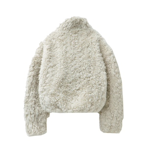 Sweat-shirt Sherpa décontracté pour homme, personnalisé OEM, en fausse fourrure bouclée et duveteuse, avec col montant et fermeture éclair quart de tour, coupe courte, pour la vente en gros - Product Image 3