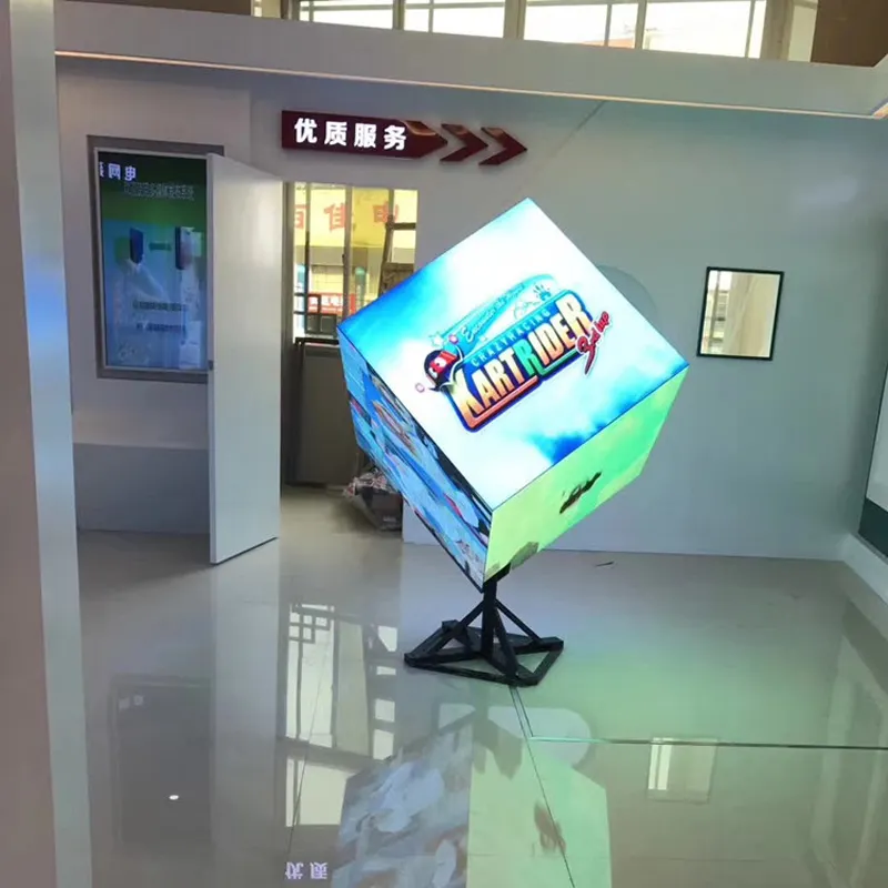 Cube advertising hd led tv لوحة عرض متعددة الألوان السحرية rubik شاشة led مكعب للمعارض