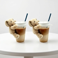 Vente en gros d'éléphants mignons en peluche personnalisés avec velcro pour tasses à café, animaux en peluche, jouets câlins, OEM/ODM