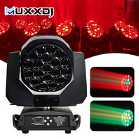 Muxxdj 19X15W RGBW Led Bee Eyes Moving Head Zoom Wash Strobe Projecteur de scène pour discothèque, boîte de nuit, concert, performance