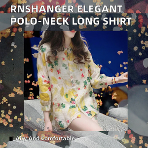 RNSHANGER Blouse Imprimée Élégante et Respirante pour Femme - Col Classique, Boutonnée, Coupe Droite, Décontractée et Polyvalente - Collection Automne - Product Image 2
