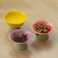 Bol en céramique antidérapant en forme de fleur pour chat, nouveau mangeoire pour chiens et chiots, nourriture, eau, plat surélevé, fournisseurs d'animaux de compagnie