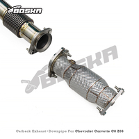 Sistema de Escape Catback Personalizado con Silenciador y Tubo de Bajada para Chevrolet CORVETTE C8 Z06 2019-2025, Acabado Pulido de Titanio Boska, 1.2mm de Grosor