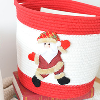 Panier de rangement de Noël en corde de coton fait main, seau organisateur pliable, corbeille à linge sale à motif de dessin animé