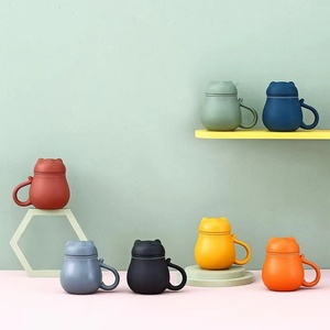 แก้วเซรามิคลายแมวพร้อมที่กรองชา แก้วน้ำชาเซรามิกพร้อมตัวกรองน้ำ - Product Image 1