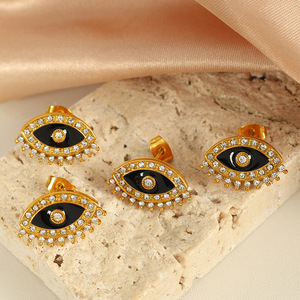 ต่างหูแฟชั่นดีไซน์ตาปีศาจสีทองโลหะผสมสังกะสีเครื่องประดับปาร์ตี้รูปทรงเรขาคณิต - Product Image 3