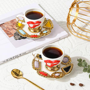 Tazas y Platillos de Cerámica Creativos para Café, Tazas para Café Concentrado y Té de la Tarde, Juegos de Tazas y Platillos de Café para Exportación - Product Image 4