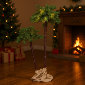 Sapin de Noël vert de 36 pouces avec lumières LED, article décoratif d'intérieur avec lumières blanc chaud, fonctionne sur piles, base autoportante - Product Image 2