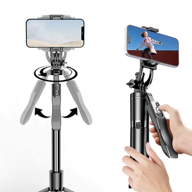 Hot Selling Rotating Tripod Stand Selfie Stick for Phone for Tik Tok Remote Control 3 in 1 Selfie Stick Phone Tripod
