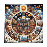 Nappe de tarot en flanelle et polyester, motif phases de lune, fleurs, soleil et 12 constellations, anti-poussière, carrée