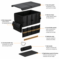 Caja de Almacenamiento Plegable para Maletero de Coche, Material Oxford Suave, Organizador de Maletero Plegable, 36L 66L, 4 Compartimentos, Origen China, Universal