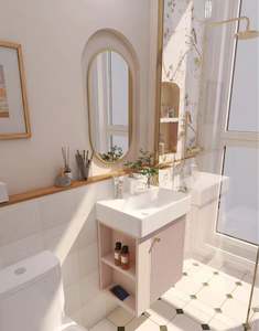 Meuble-lavabo simple de style français moderne, série rose, élégant, pour petit appartement - Product Image 5