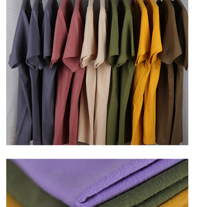 Cool couleur smog <span class=keywords><strong>bleu</strong></span> violet T-shirt hommes coton lourd couleur unie multicolore tendance rétro basique quatre saisons <span class=keywords><strong>chemise</strong></span> de fond - Product Image 2